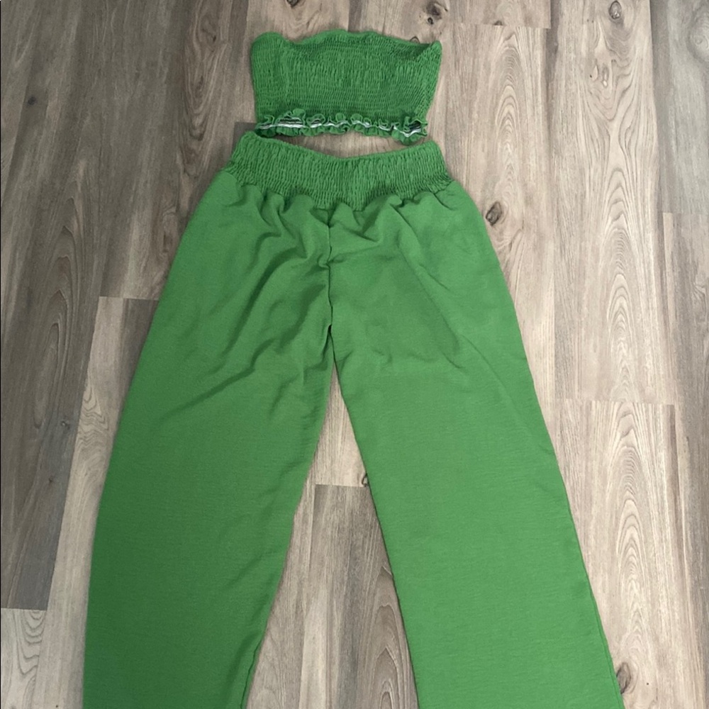 Vibrant Green Strapless Two-Piece Set